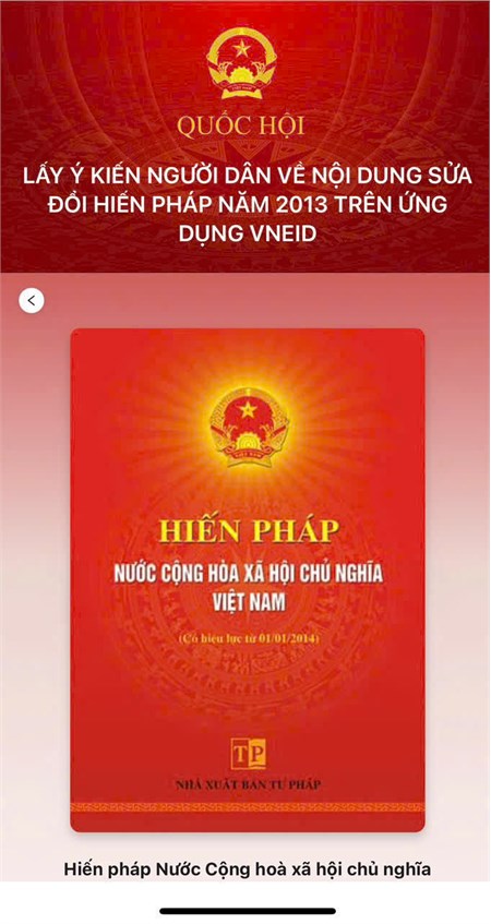 Hướng dẫn thực hiện góp ý sửa đổi, bổ sung một số điều của Hiến pháp trên VNeID